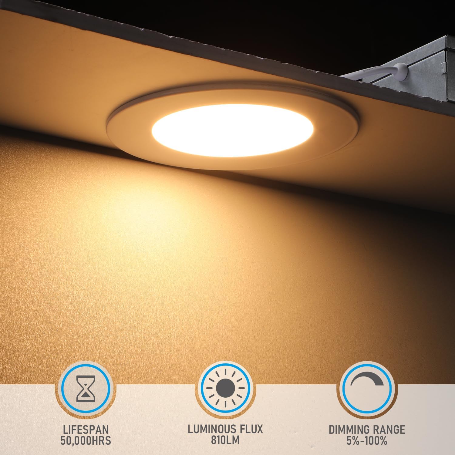 Detalle 2 de TORCHSTAR Basic Series 12-Pack 4-Inch Ultra-Thin LED Recessed Lights (5CCT, CRI90, J-Box)