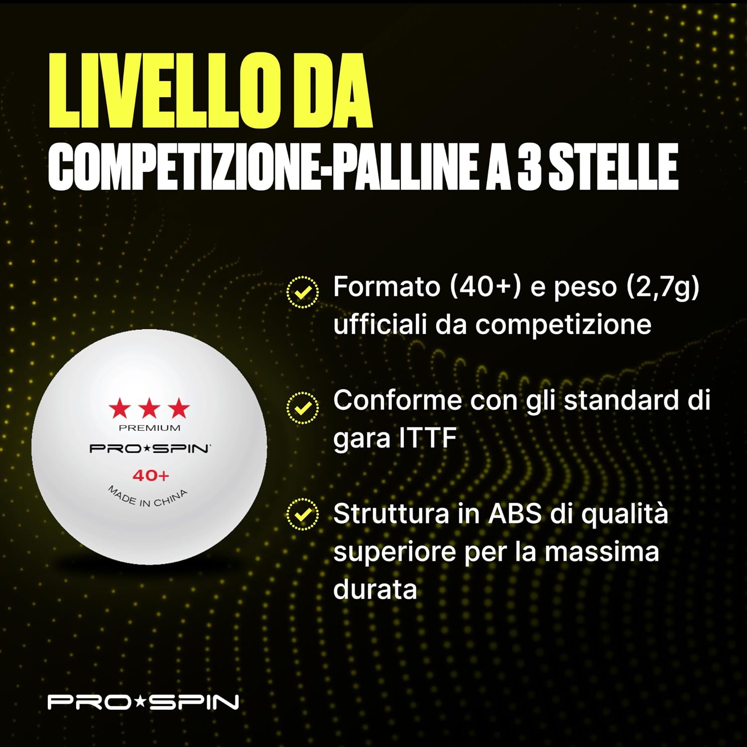 Detalle de PRO-SPIN Palline Ping Pong 40+ 3 Stelle 🏓