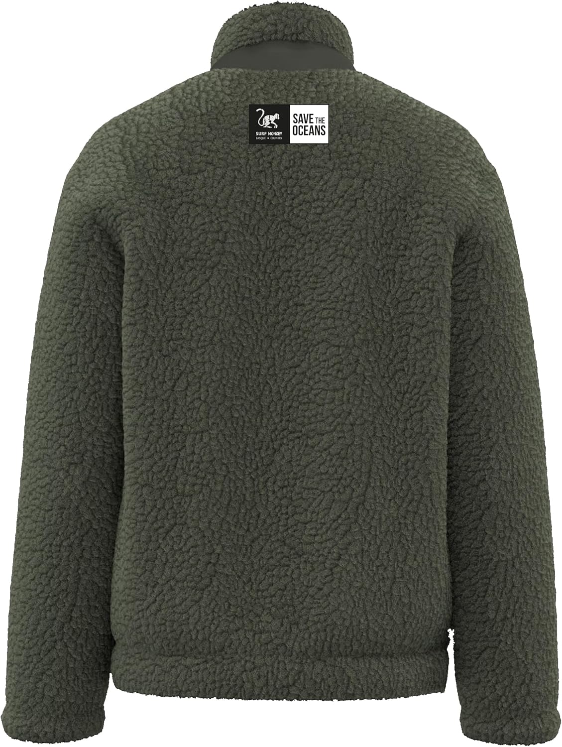 Detalle de Surf Monkey Veste Sherpa en polaire recyclée – zip intégral, poche poitrine et coupe classique