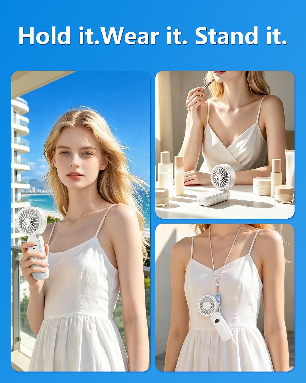 Thumbnail 4 de BIVBTP Ultra Handheld Fan USB Rechargeable — Portable, Foldable Mini Fan with 4 Speeds and 3600mAh Battery