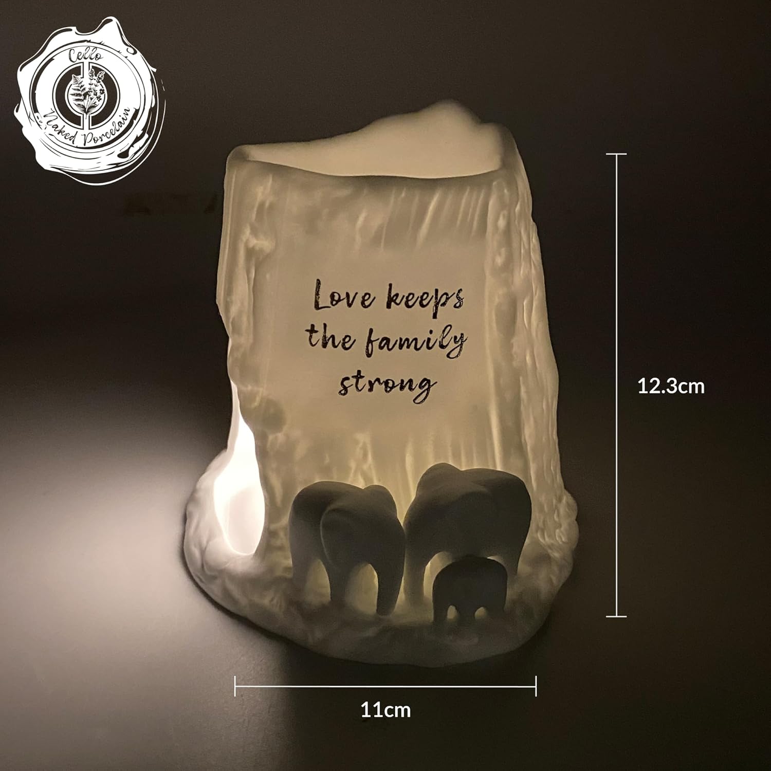 Thumbnail 2 de Cello Elephant Tealight Burner – Porcelain décor wax melt & essential oil warmer