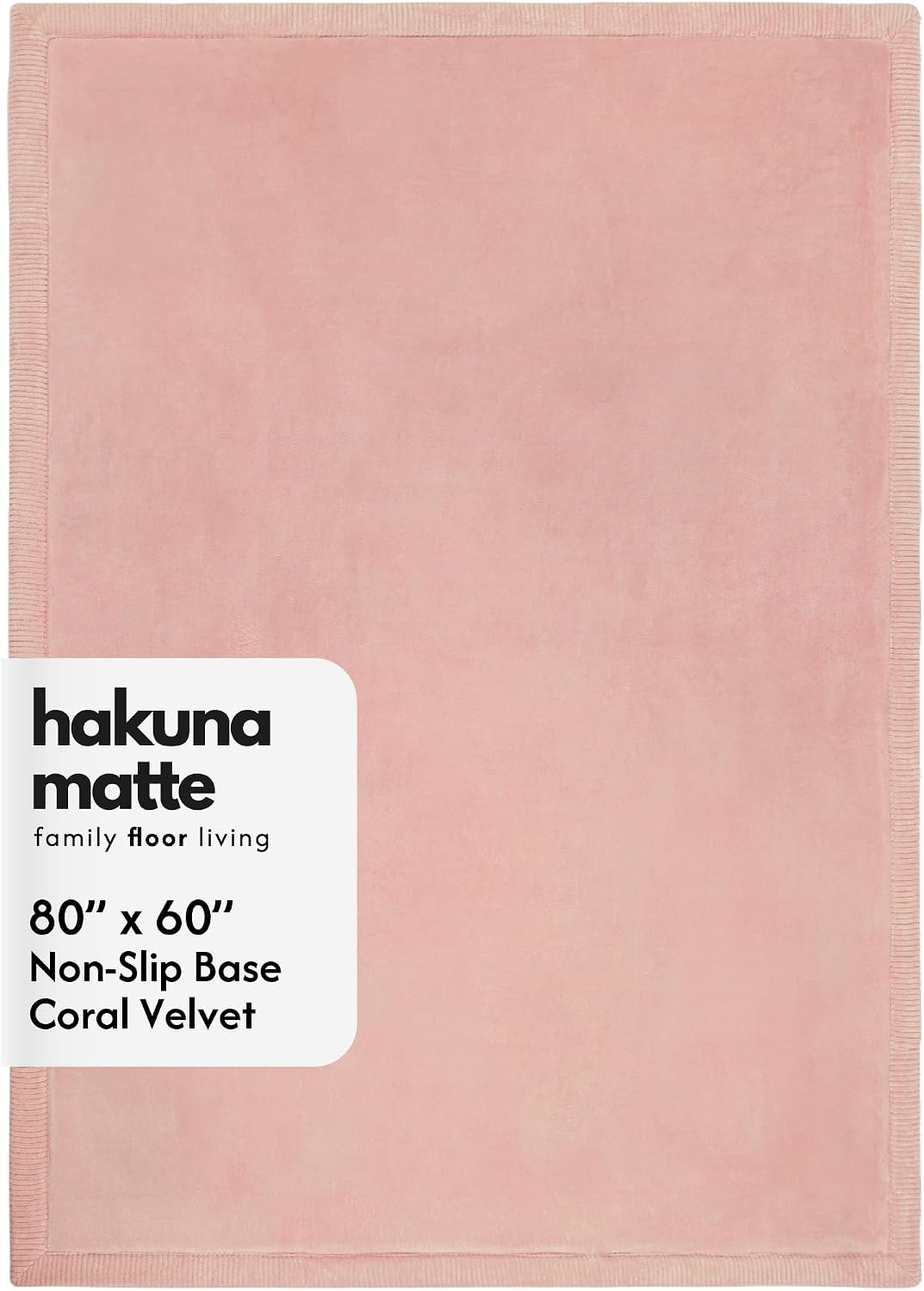 Detalle de Stylish Coral Velvet Baby Play Mat – 60" x 80" Pink, Memory Foam Nursery Rug