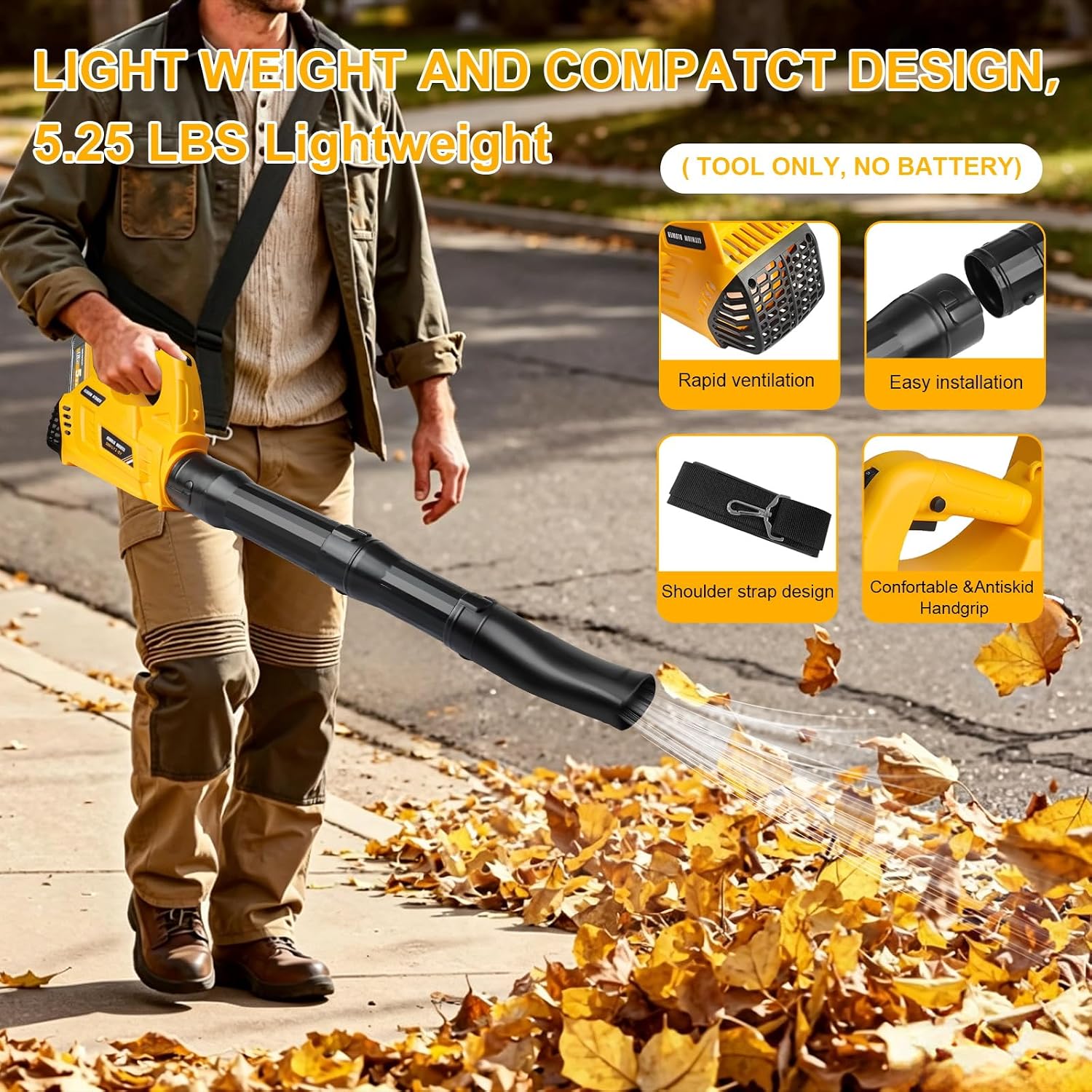 Thumbnail 6 de Powarobor YD-CYJ1802 draadloze blazer met 18 V accu van 5,5 Ah