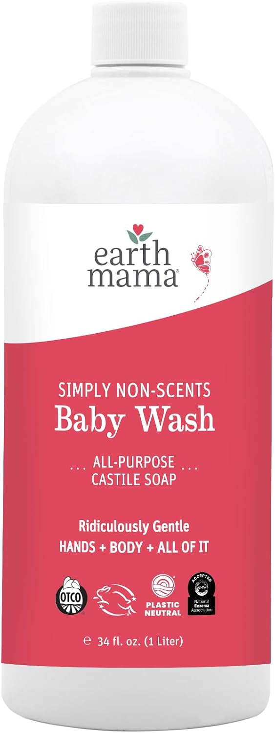 Detalle de Earth Mama Simply Non-Scents 10-22L Baby Wash, Fragrance-Free, 34 fl oz