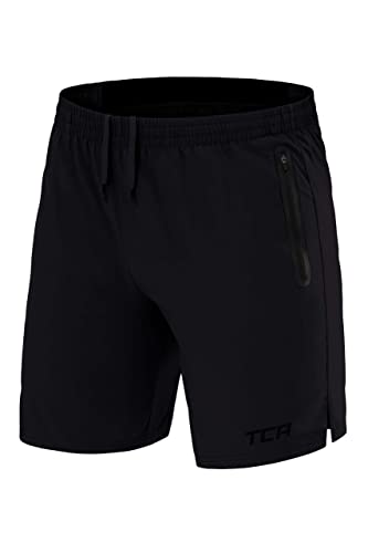 Detalle de TCA Elite Tech Pantaloncini Corti Uomo Sportivi da Corsa con Tasche Laterali con Zip - Nero, XXL
