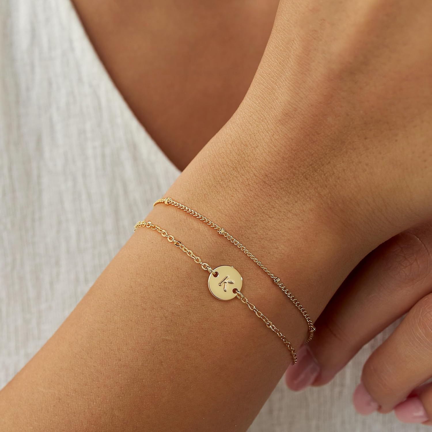 Thumbnail 2 de TINGN Muttertagsgeschenke für Mama – Armband Damen Gold 18K Gold Vergoldet mit Initialen