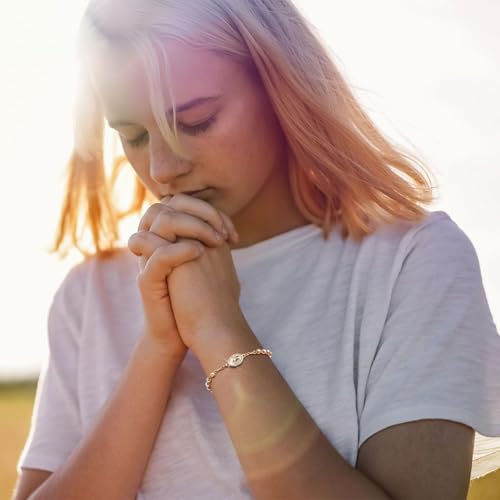 Thumbnail 1 de VNOX Bracelet Chapelet Femme Catholique – Croix et Vierge Marie de Guadalupe, Plaqué Or 14K