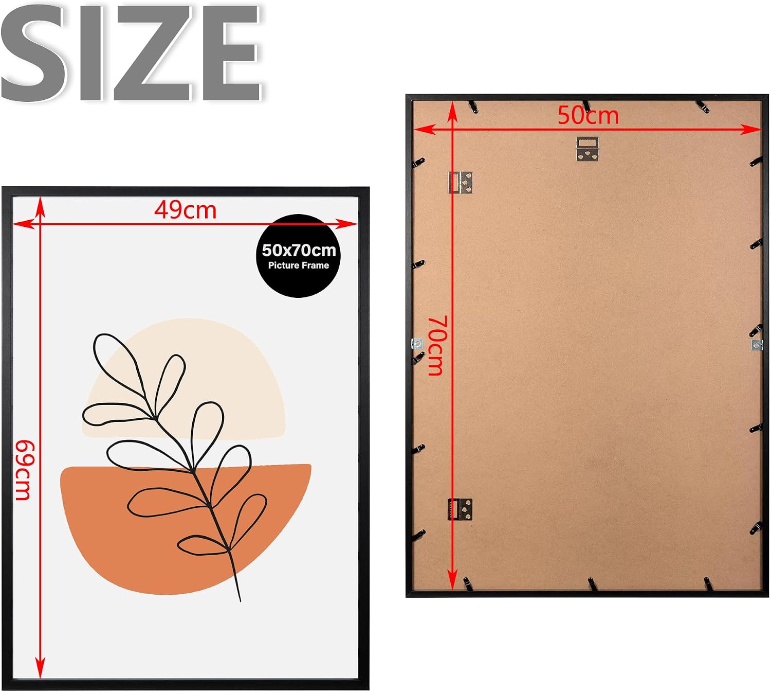 Detalle de KAIWIN 3er Pack Bilderrahmen 50x70 cm – Schwarz, MDF-Holz, mit Acrylglas und Aufhängung