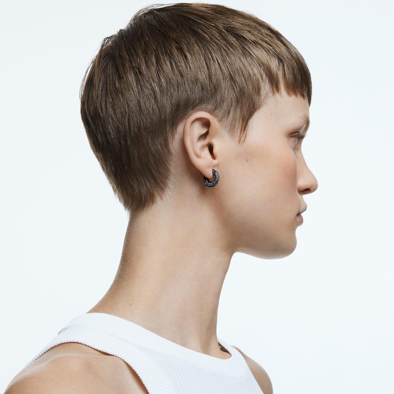 Detalle 1 de Swarovski Hoop Earrings, Rhodium Finish