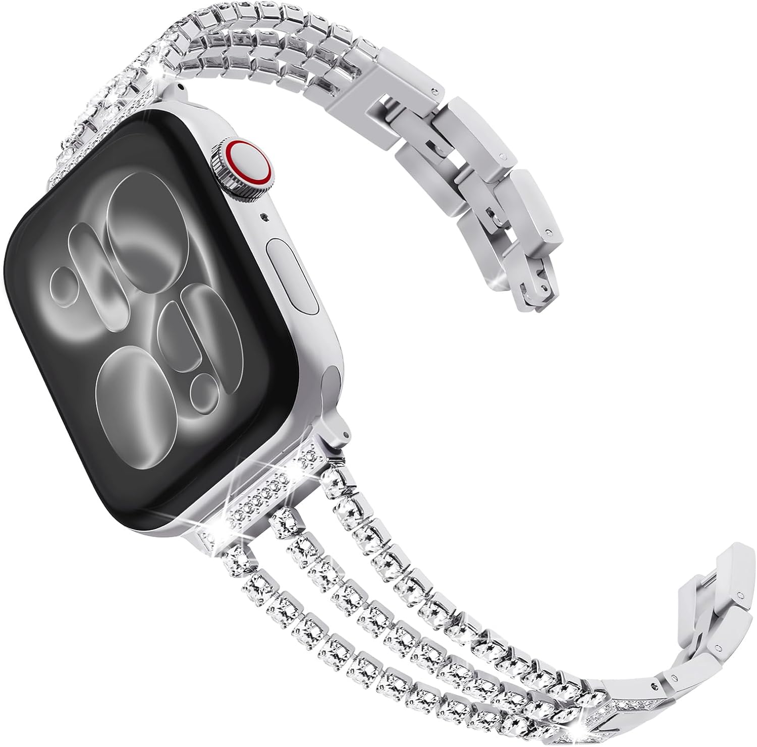 Detalle de WINGLE women’s bling stainless steel Apple Watch strap (compatible with 38/40/41/42/44/45/46mm models)