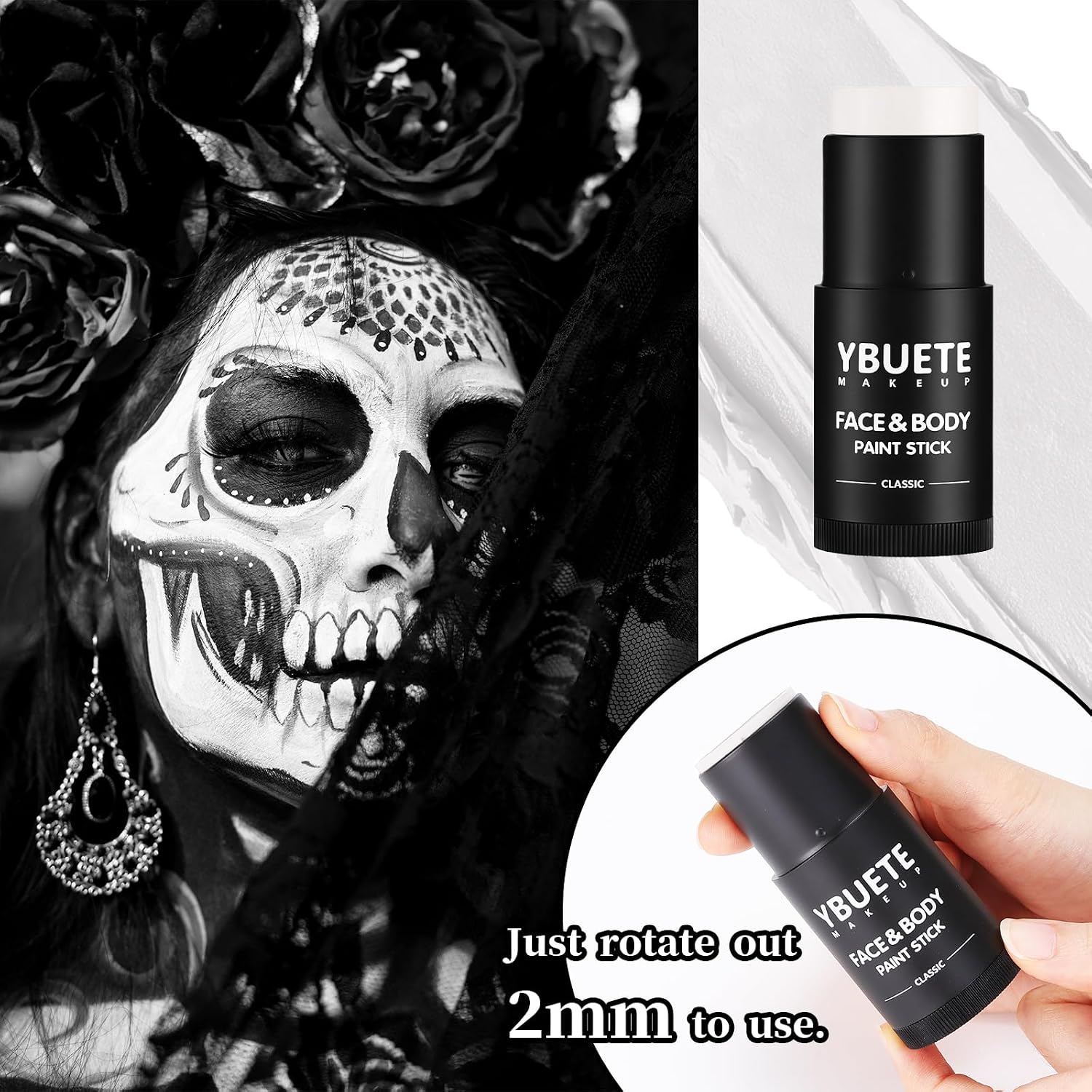 Detalle de YBUETE White Face Paint Stick Skeleton SFX