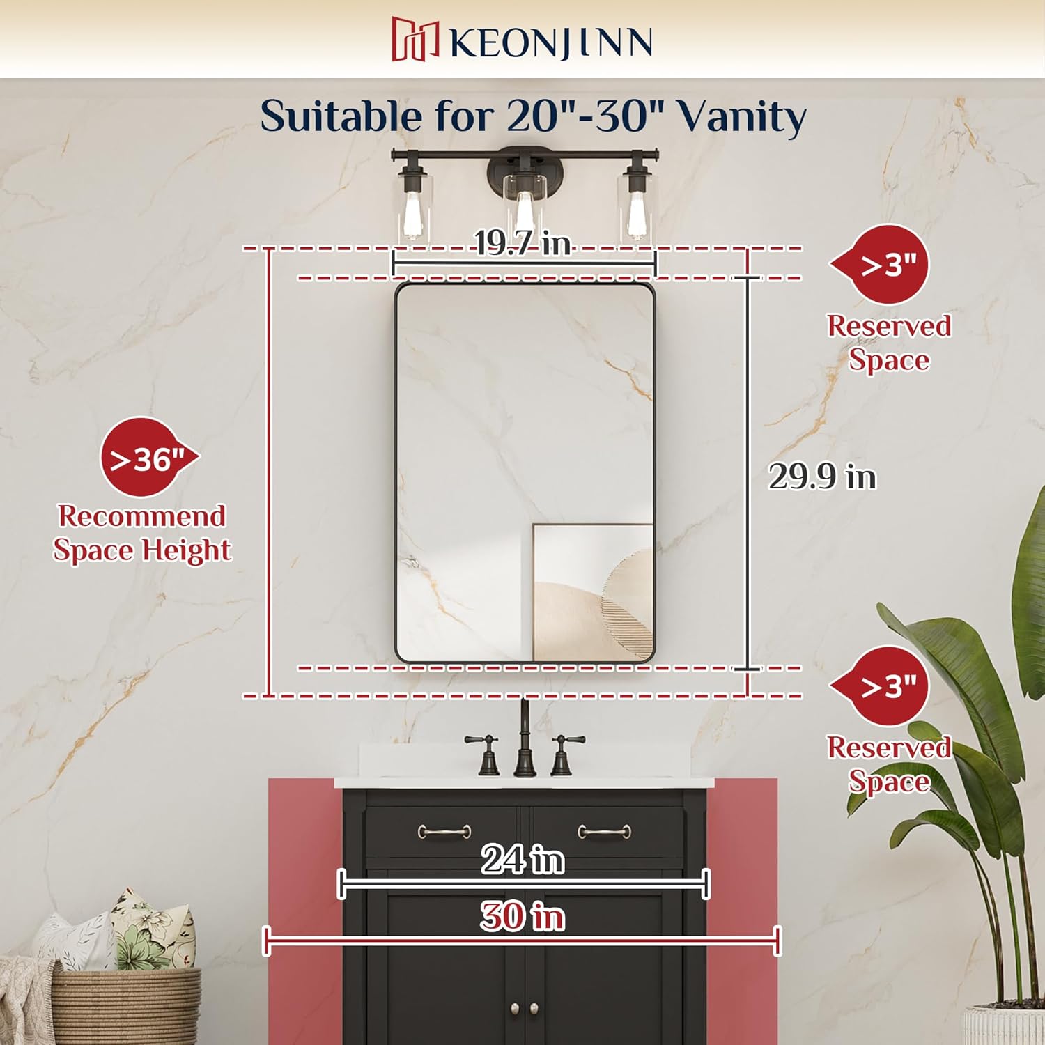 Thumbnail 5 de Keonjinn 20x30 Bathroom Vanity Mirror