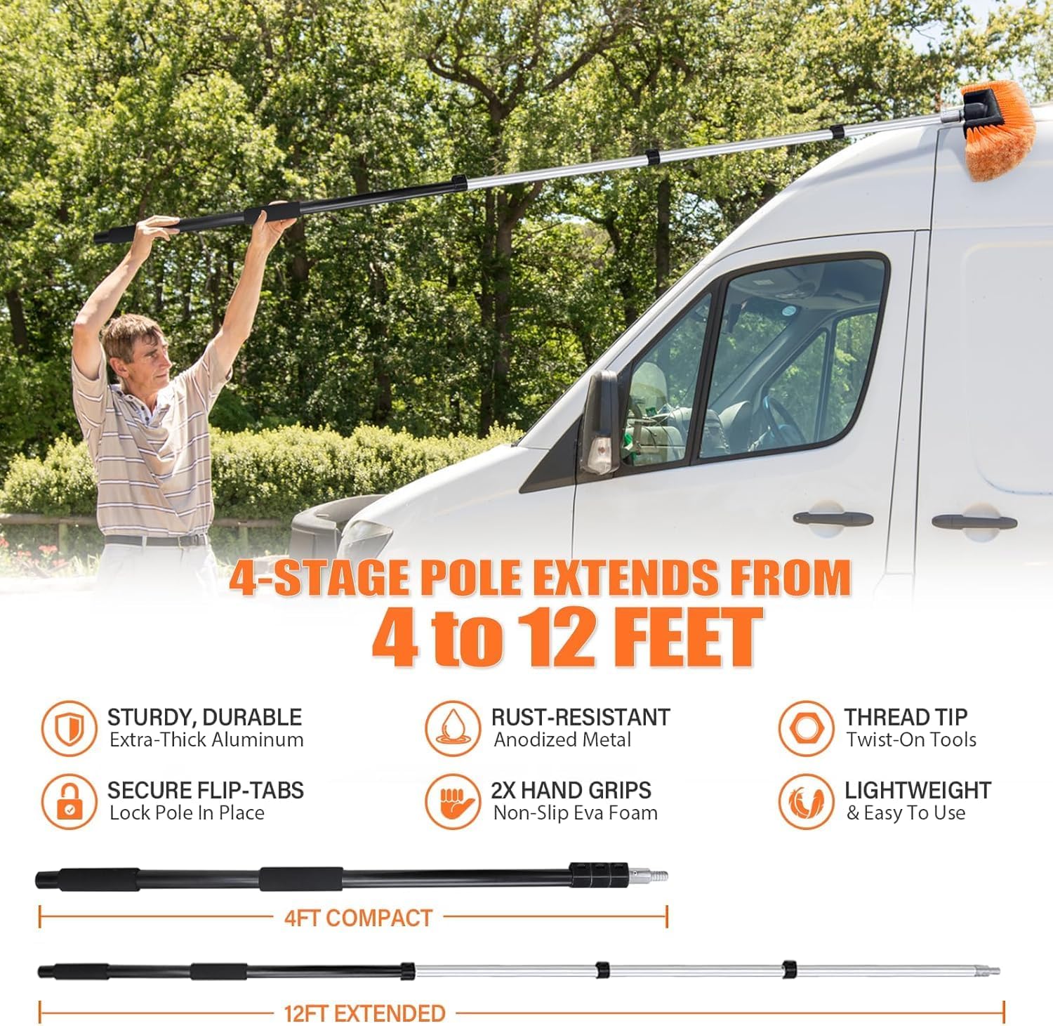 Detalle de ARTIPOLY Car Cleaning Kit 12ft extension pole