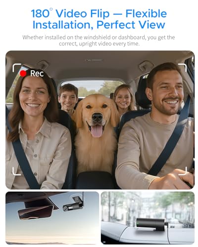 Detalle 2 de KAWA 3K Dash Cam Front, 360°Rotation, Voice Control, Wi‑Fi Dashcam for Cars