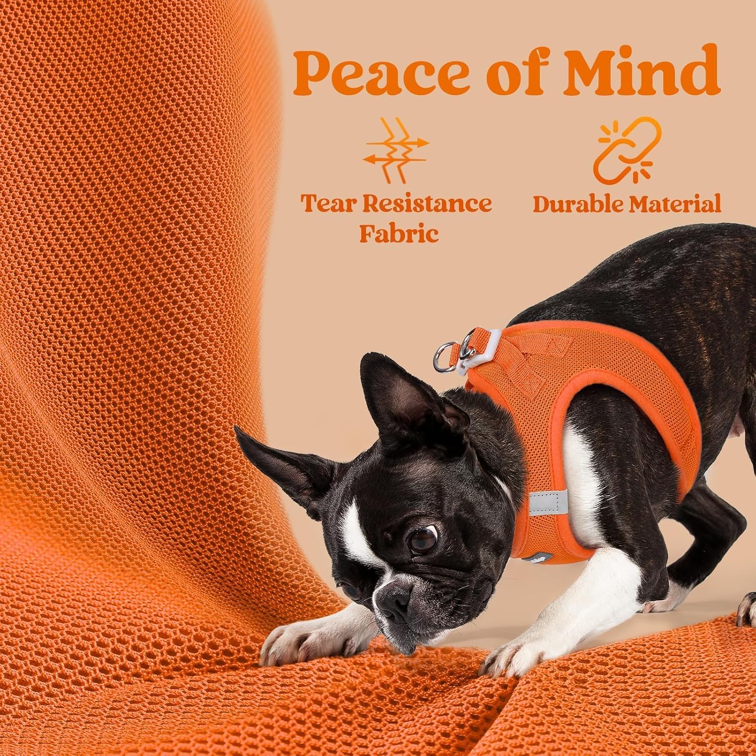 Thumbnail 6 de rabbitgoo Step-in Soft Mesh Puppy Dog Harness (XXS, Orange) with Reflective Strips