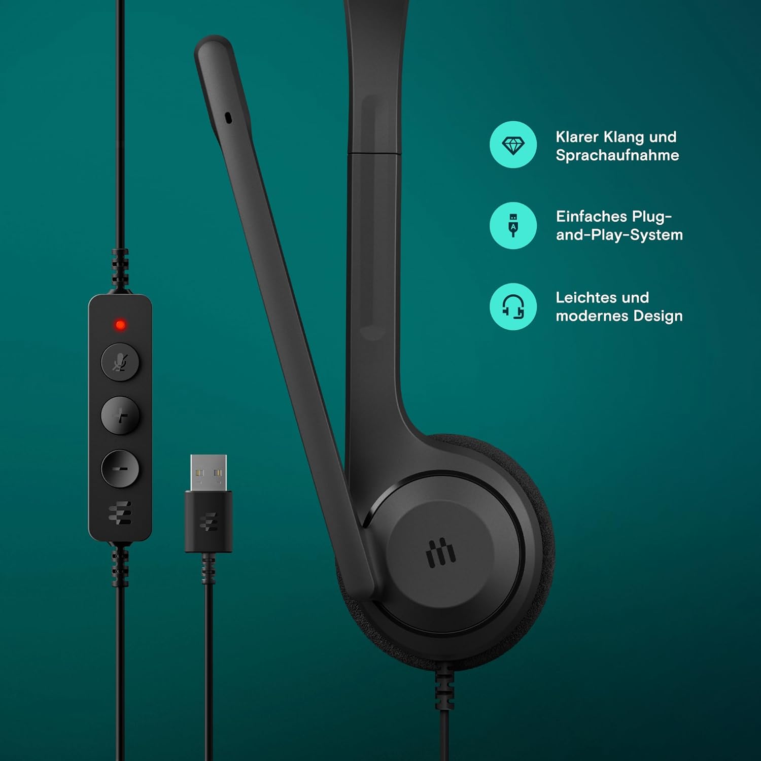 Thumbnail 2 de EPOS C1 Business-Headset mit USB-A, Noise-Cancelling-Mikrofon und EPOS Connect (schwarz)