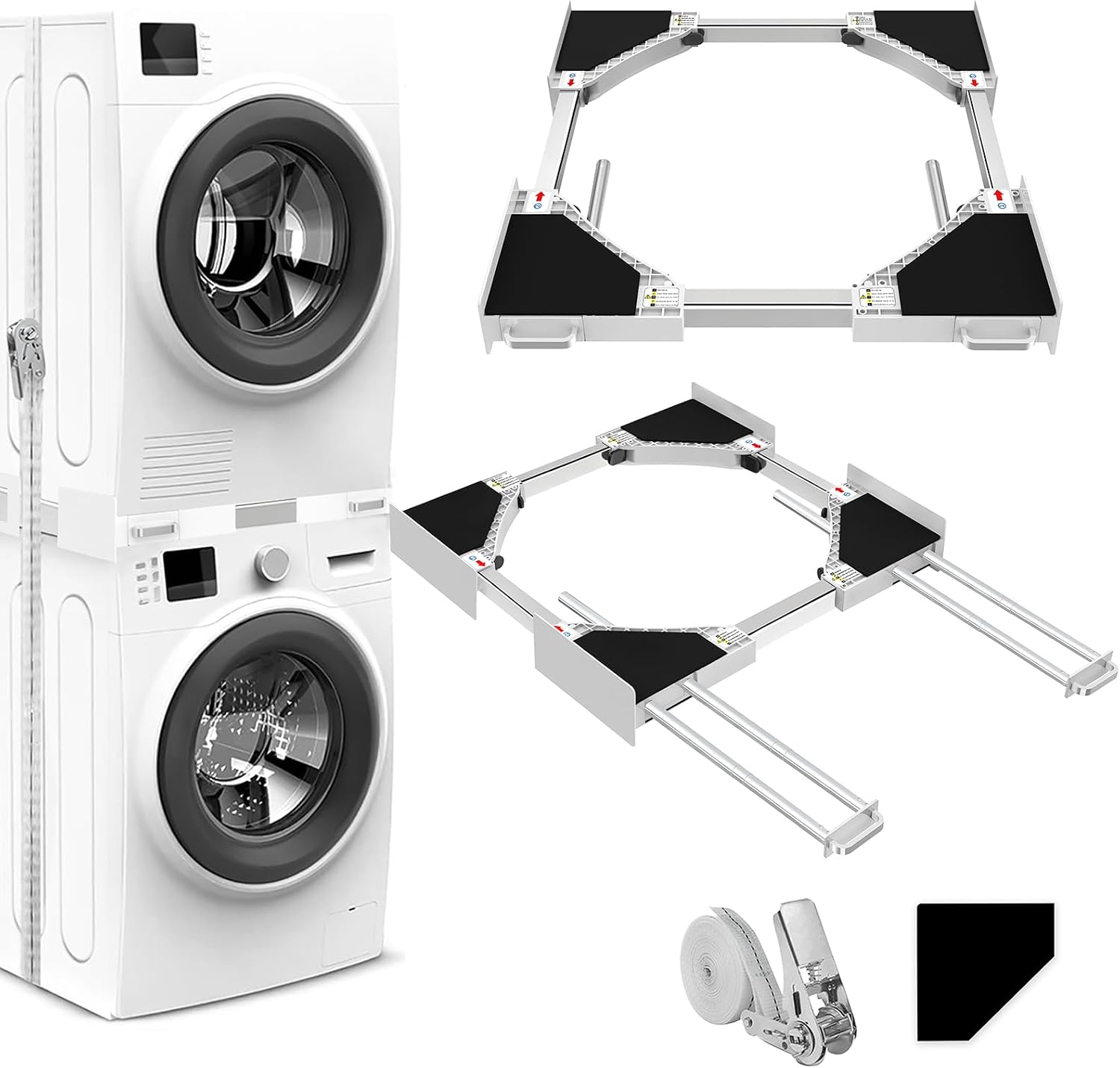 Detalle de NIUXX Kit sovrapposizione lavatrice asciugatrice con 4 aste telescopiche