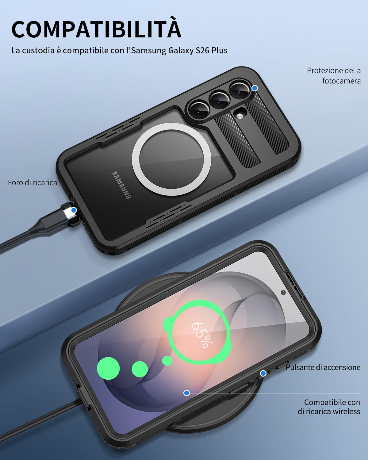 Thumbnail 6 de Focusor Cover impermeabile IP68 per Samsung Galaxy S26 Plus, custodia subacquea antiurto con protezione schermo Full Body nero