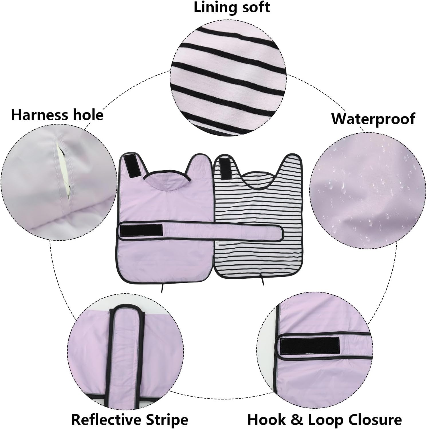 Thumbnail 2 de Morezi dachshund raincoat for long-back breeds (reflective stripe, waterproof) – Purple XS