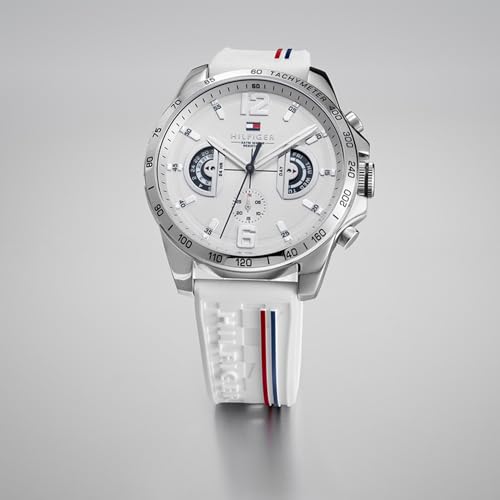 Detalle de Tommy Hilfiger Orologio Analogico Multifunzionale da Uomo con Cinturino in Silicone e SottQuadranti: stile sportivo e precisione