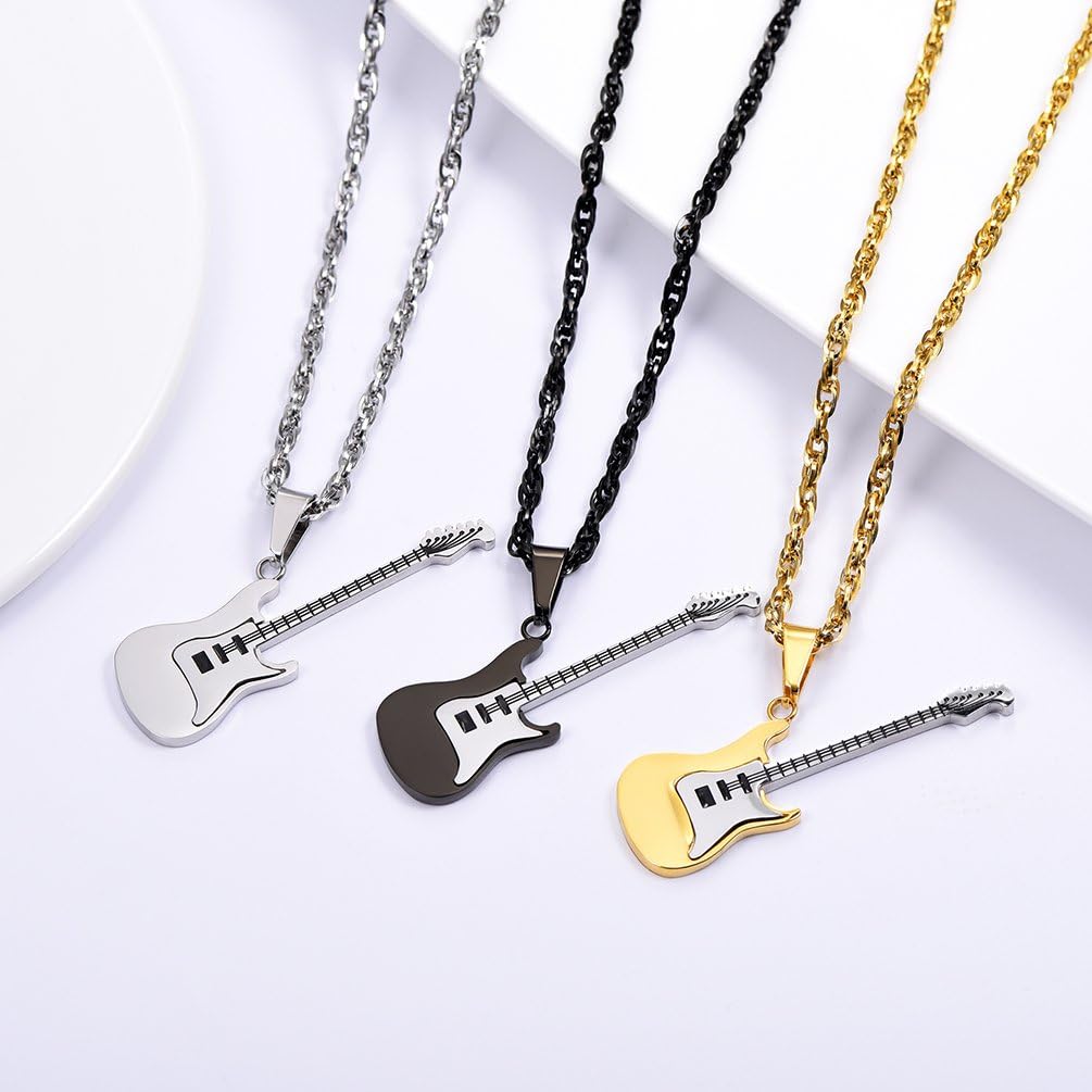 Thumbnail 5 de PROSTEEL Collana pendente uomo con ciondolo chitarra elettrica, catena regolabile in acciaio 316L
