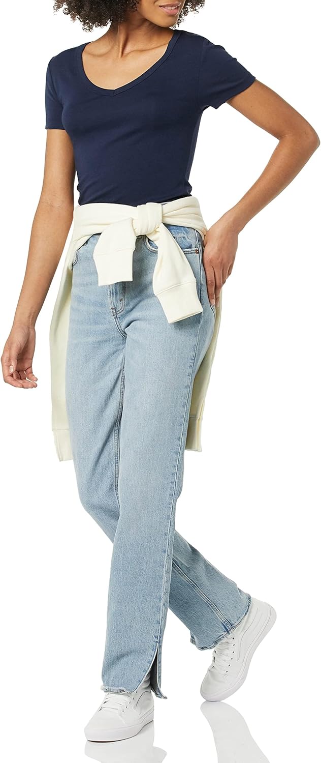 Thumbnail 4 de Amazon Essentials Damen Basic V-Ausschnitt T-Shirt mit kurzen Ärmeln – Slim Fit, Baumwoll-Modal