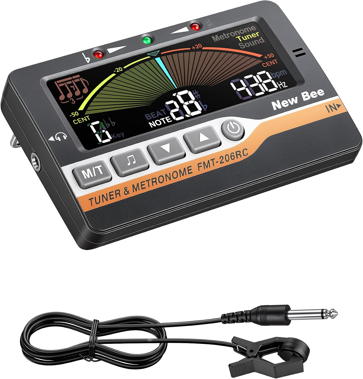Detalle de New Bee FMT-206RC 3-in-1 Digital Metronome, Tuner and Tone Generator