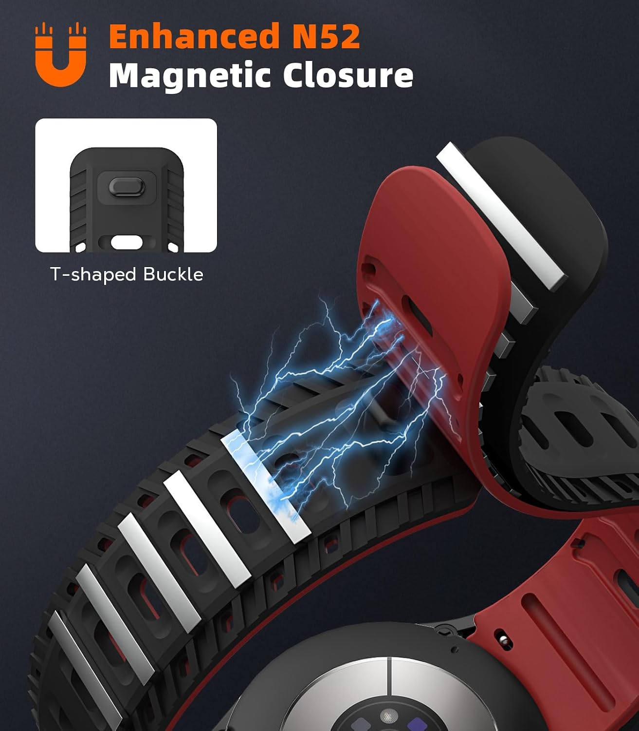 Detalle de MoKo Cinturino Magnetico in Silicone per Samsung Galaxy Watch: compatibilità ampia, comfort e design sportivo