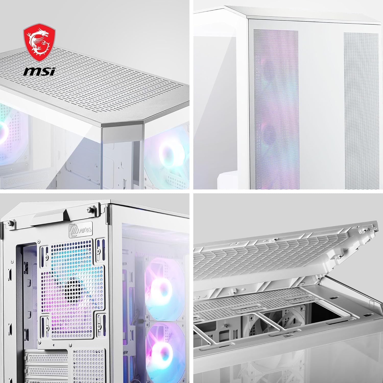 Thumbnail 5 de MSI MAG PANO M100R PZ Micro-ATX PC Case (White)