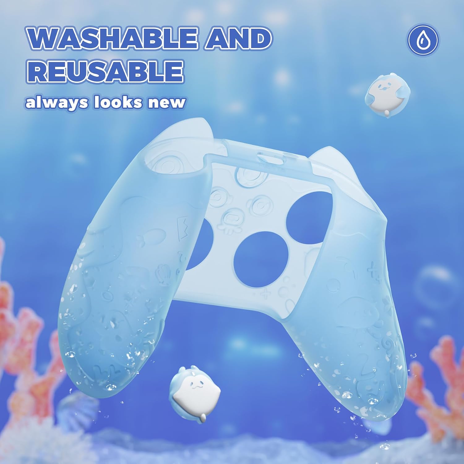 Detalle de PlayVital Ocean Whisper Silicone Cover for Xbox Series X|S Controller — Mint Blue