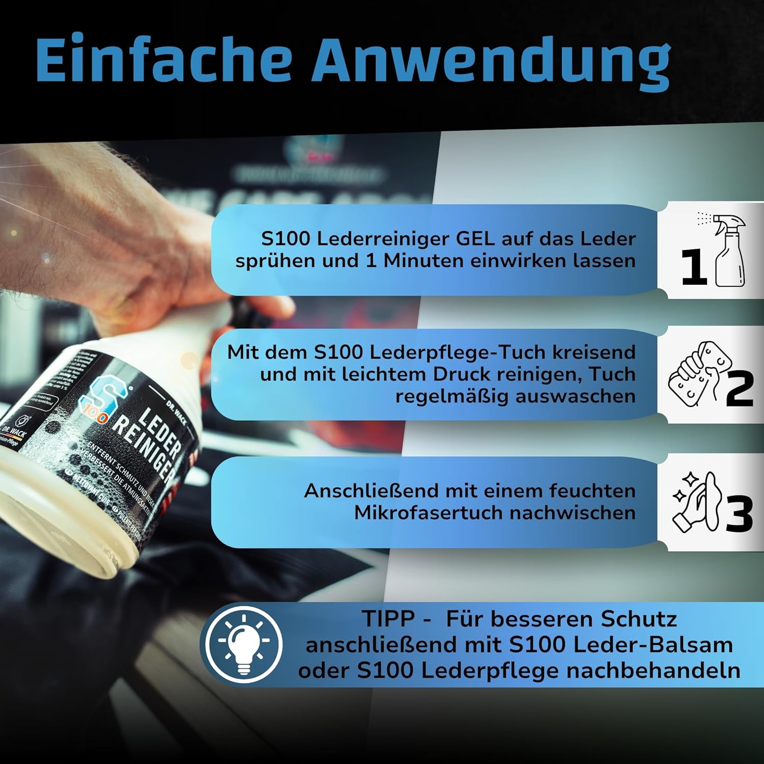 Thumbnail 3 de DR. WACK S100 Lederreiniger Gel 500 ml – porentiefe, schonende Reinigung für Motorradleder