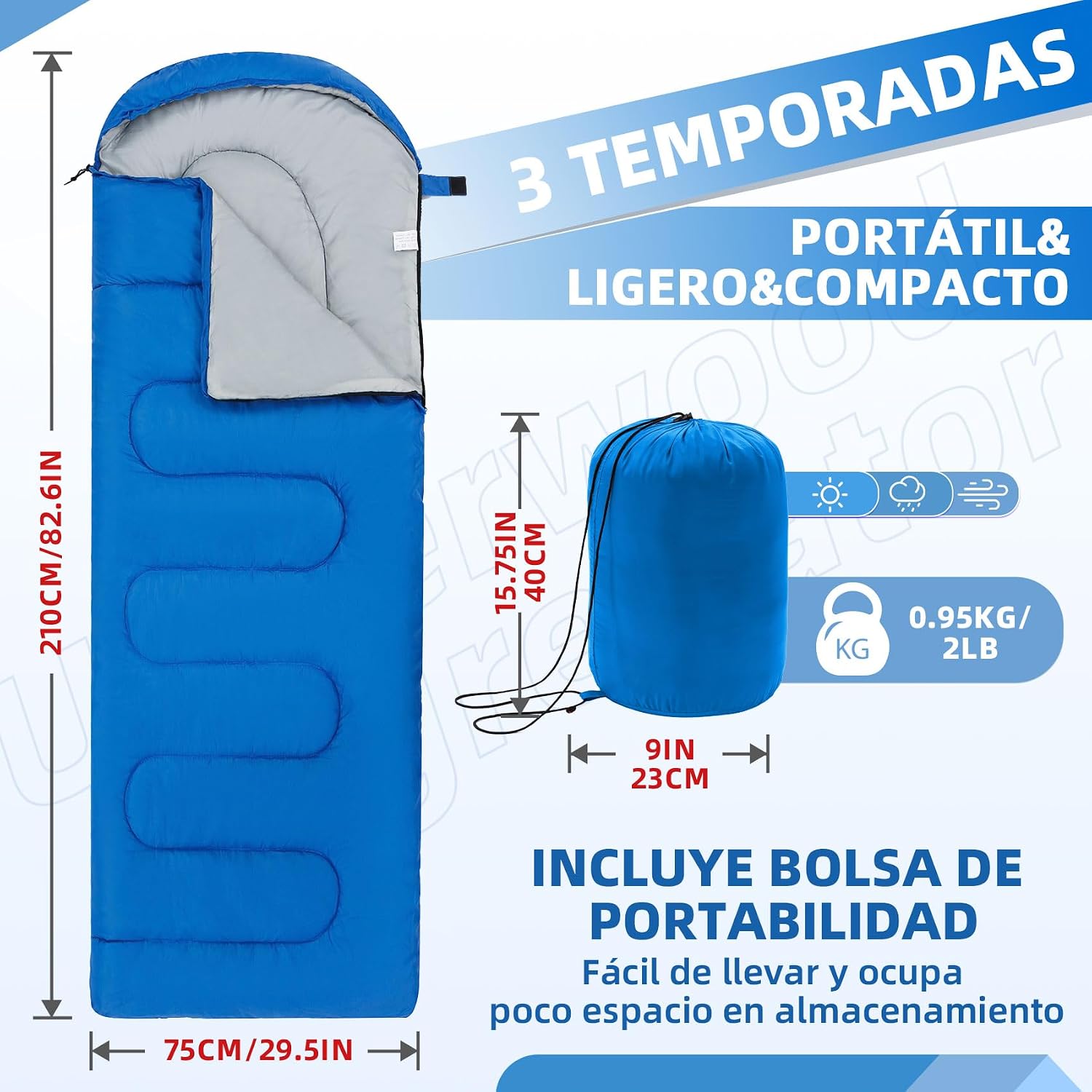 Detalle 2 de Underwood Aggregator Bacs Saco de dormir 210 cm