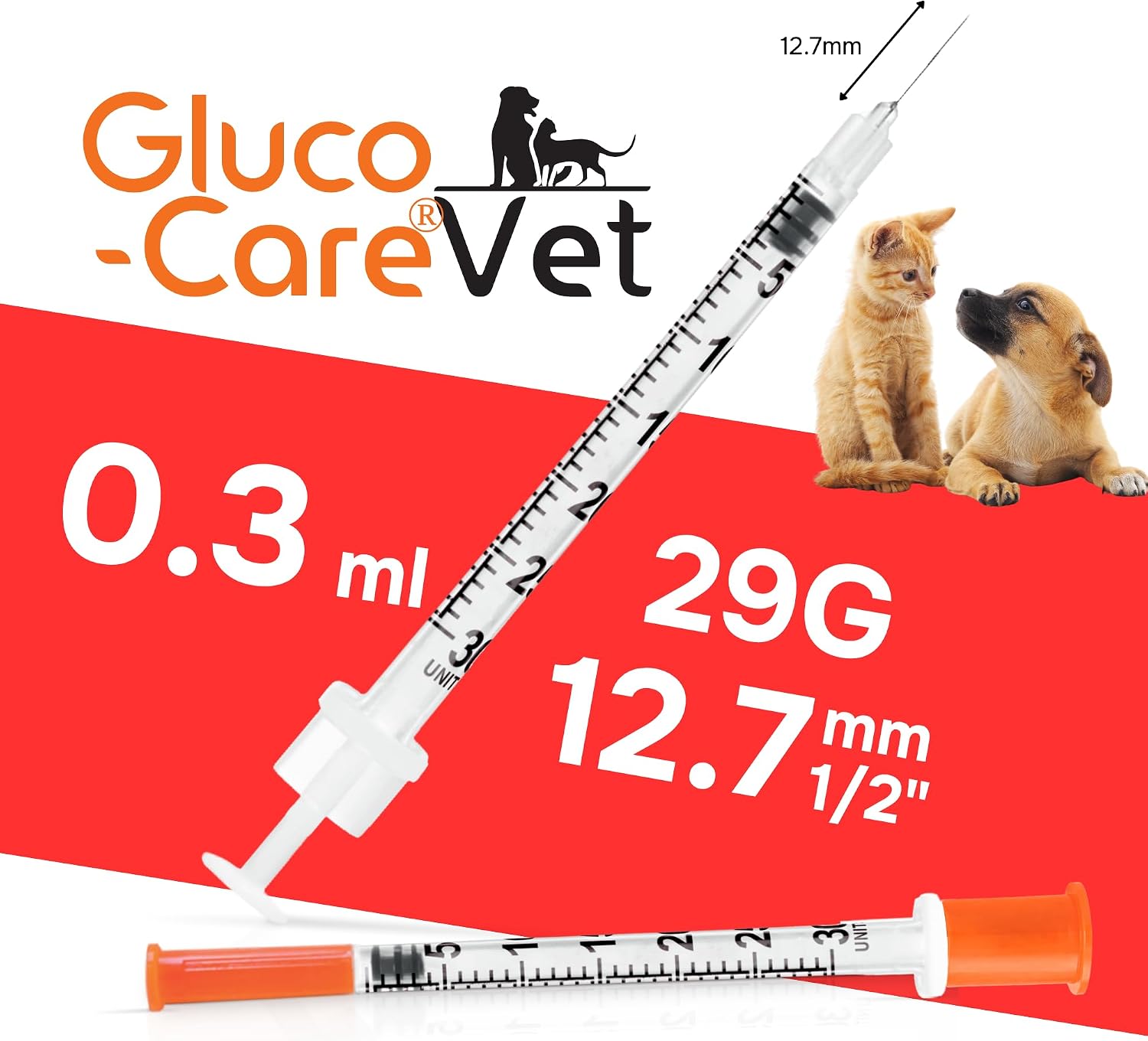 Detalle 2 de GLUCO-CARE U-100 ペット用インスリン注射器 0.3mL・29G・半単位目盛り