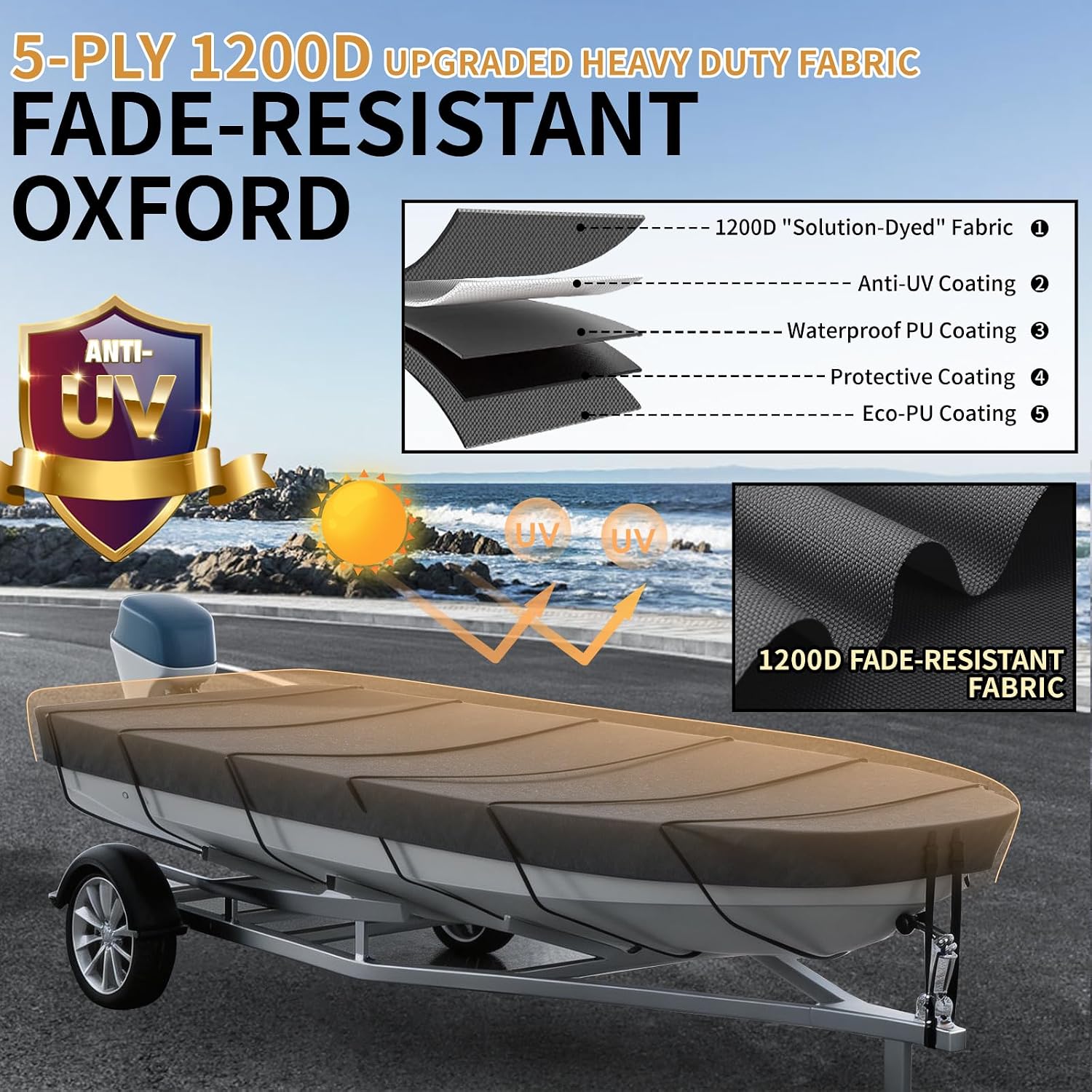 Detalle de VINPATIO Jon Boat Cover 10–12 ft