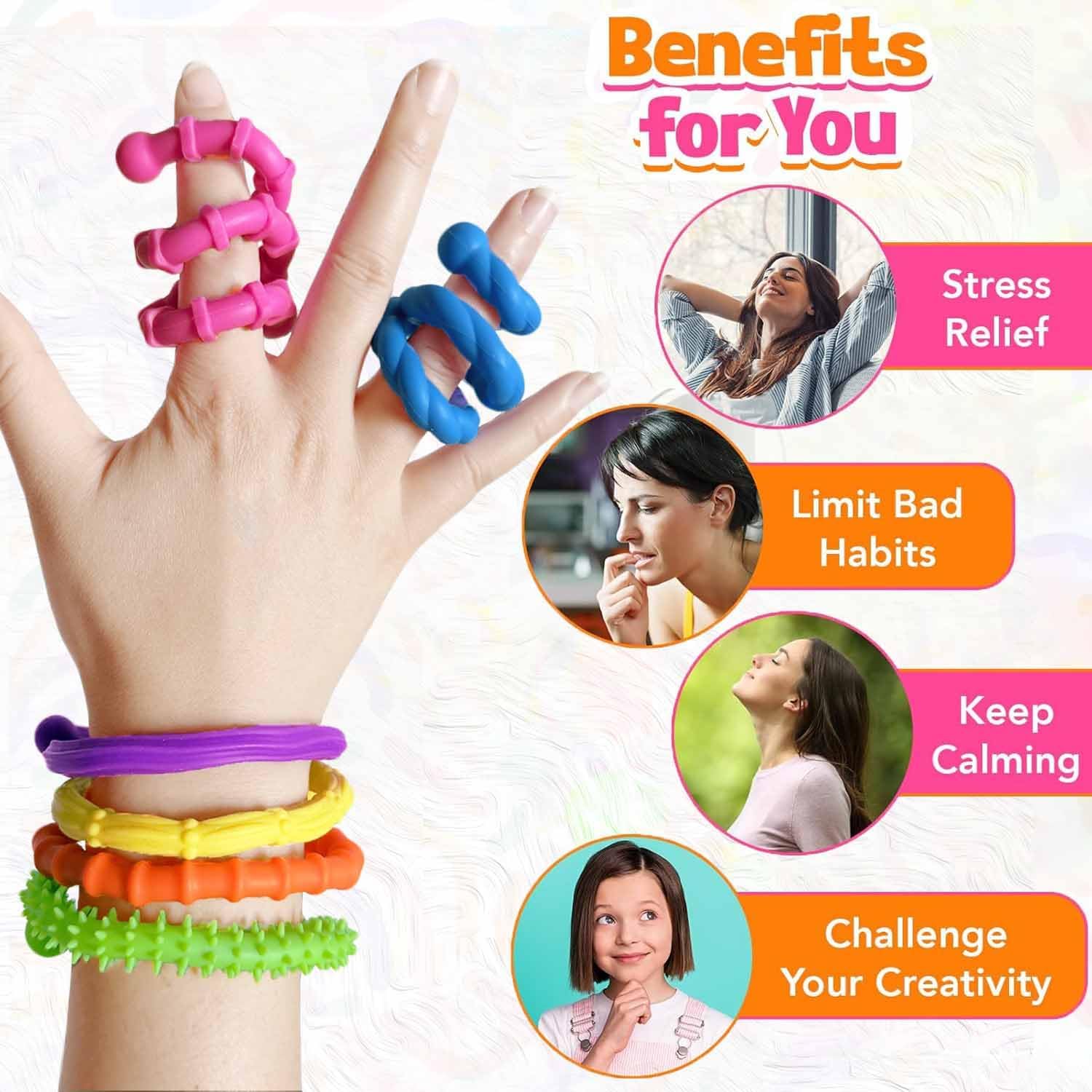 Detalle 2 de Bambebe Set di 6 Giochi Antistress Sensoriali: Bastoncini Tattici Calmanti per Autismo, ADHD e Ansia