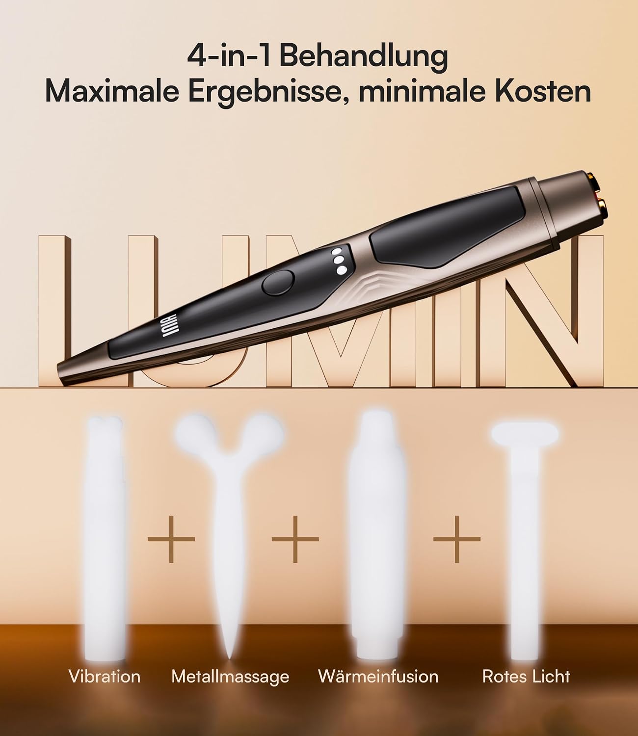 Detalle de INIA Augenmassagegerät gegen Augenringe & Tränensäcke – EMS, Rotlicht & Wärme für Hautstraffung (3 Modi, tragbar)