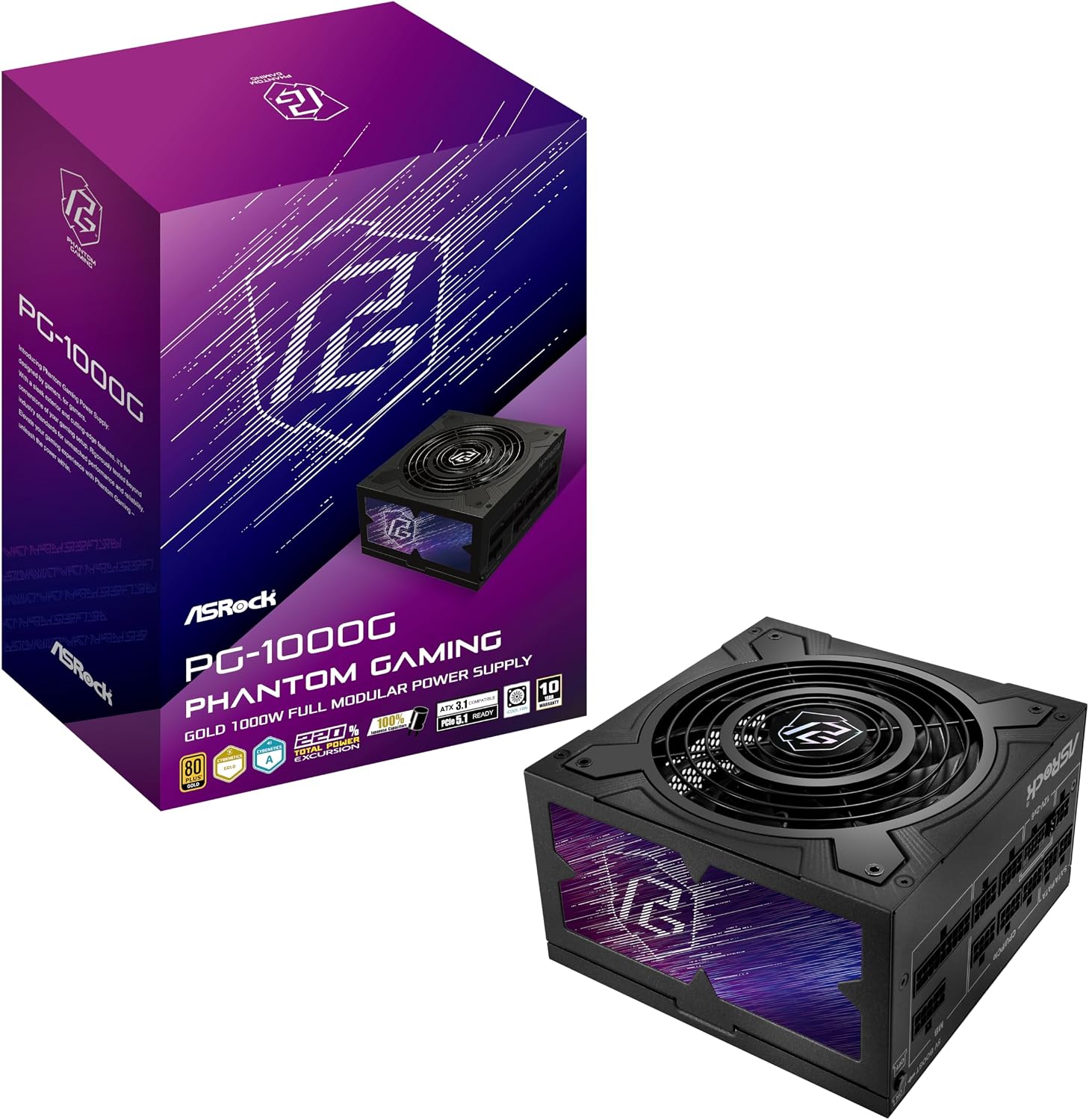 Detalle de ASRock Phantom Gaming PG-1000G ATX電源 1000W・ATX 3.1・PCIe 5.1対応