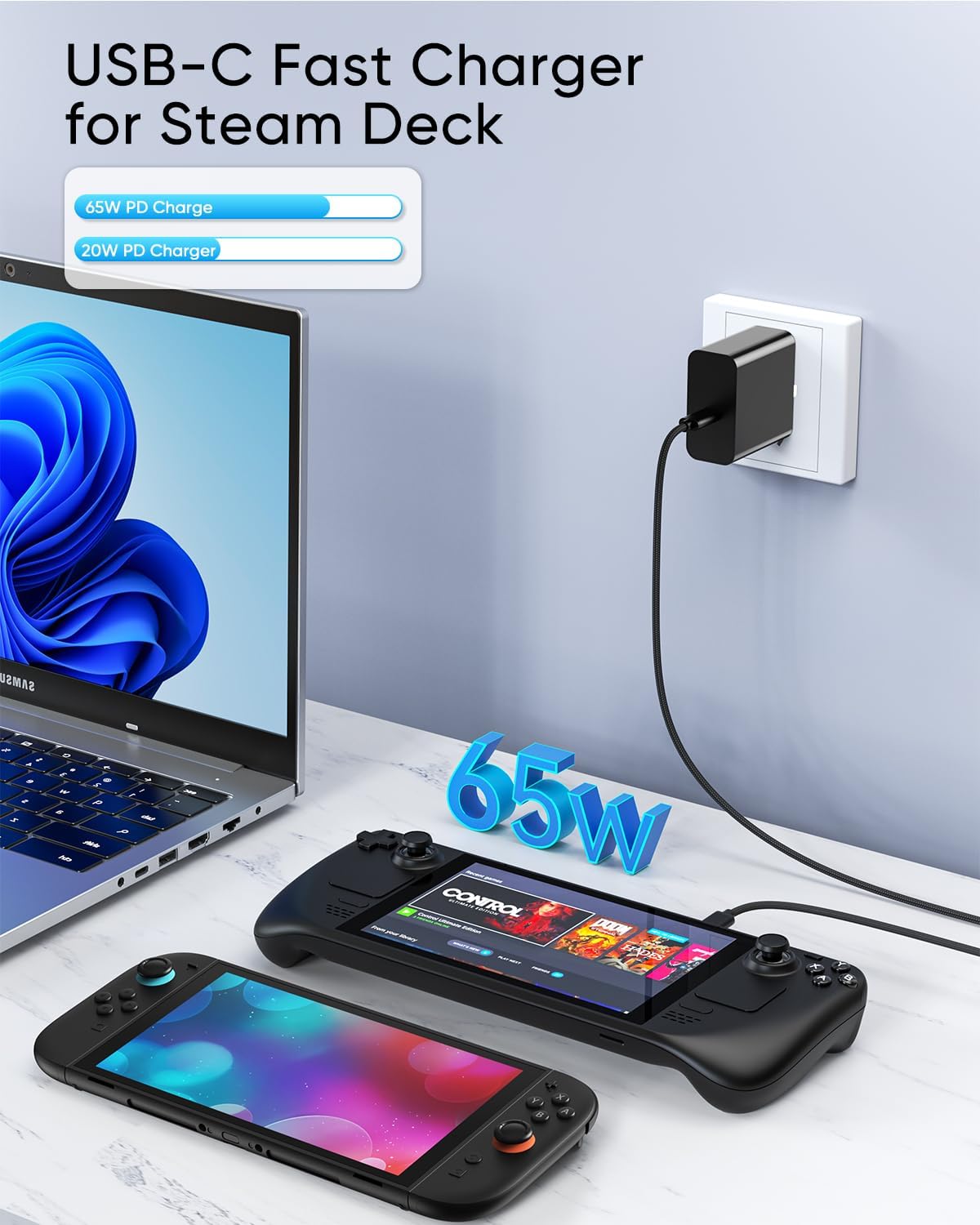Detalle de MEENEA 65W Fast Charger for Steam Deck