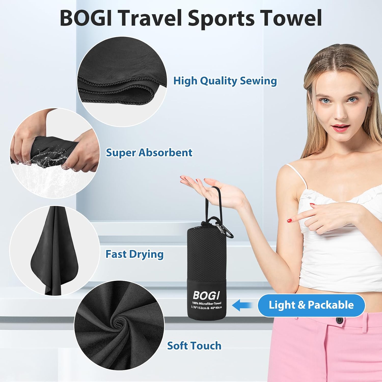 Detalle 2 de BOGI Microfibre Travel Quick Dry Towel 🏖
