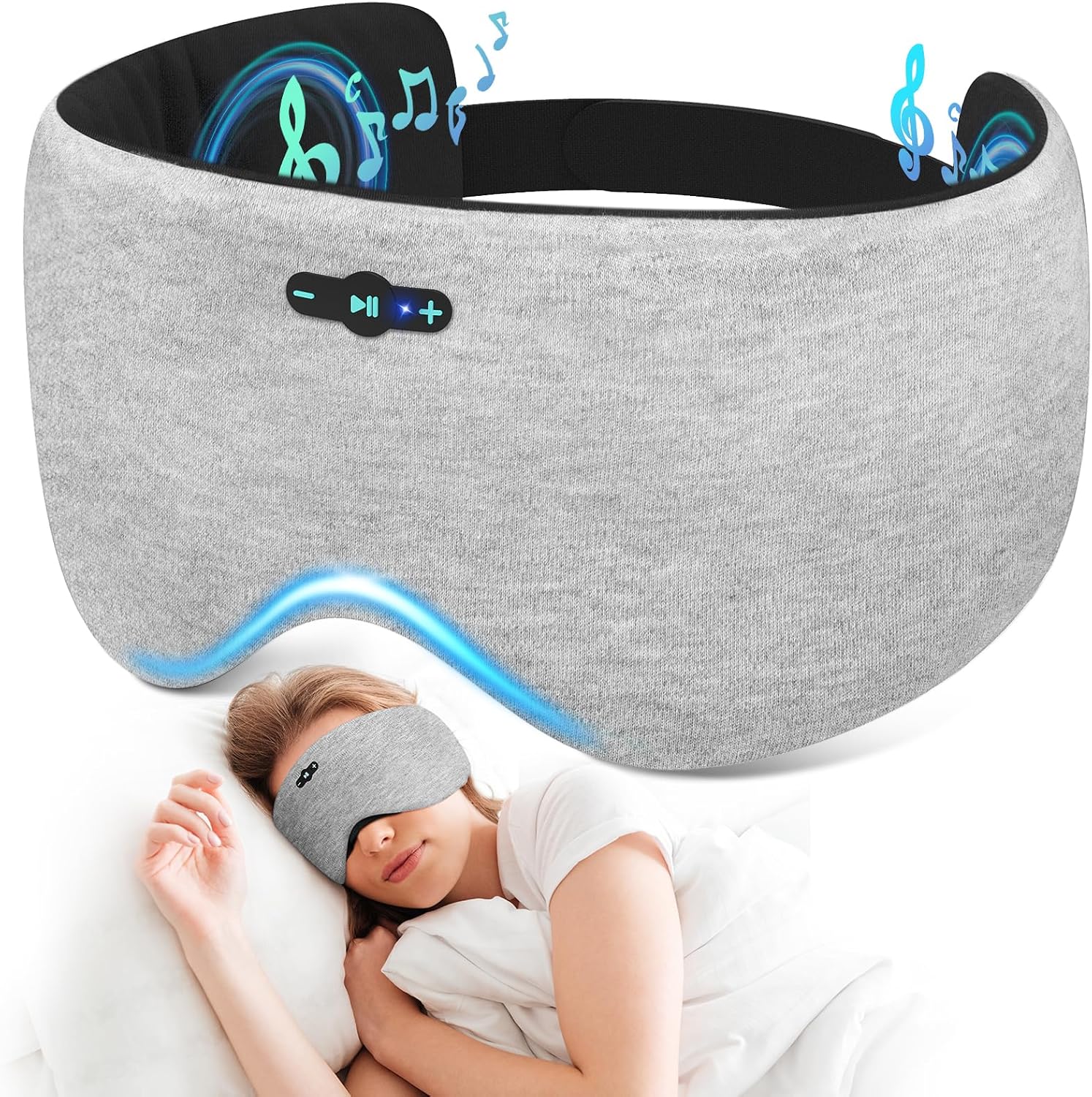 Detalle de Sleep Mask Headphones with Bluetooth 6.0: All‑Night Audio for Side Sleepers