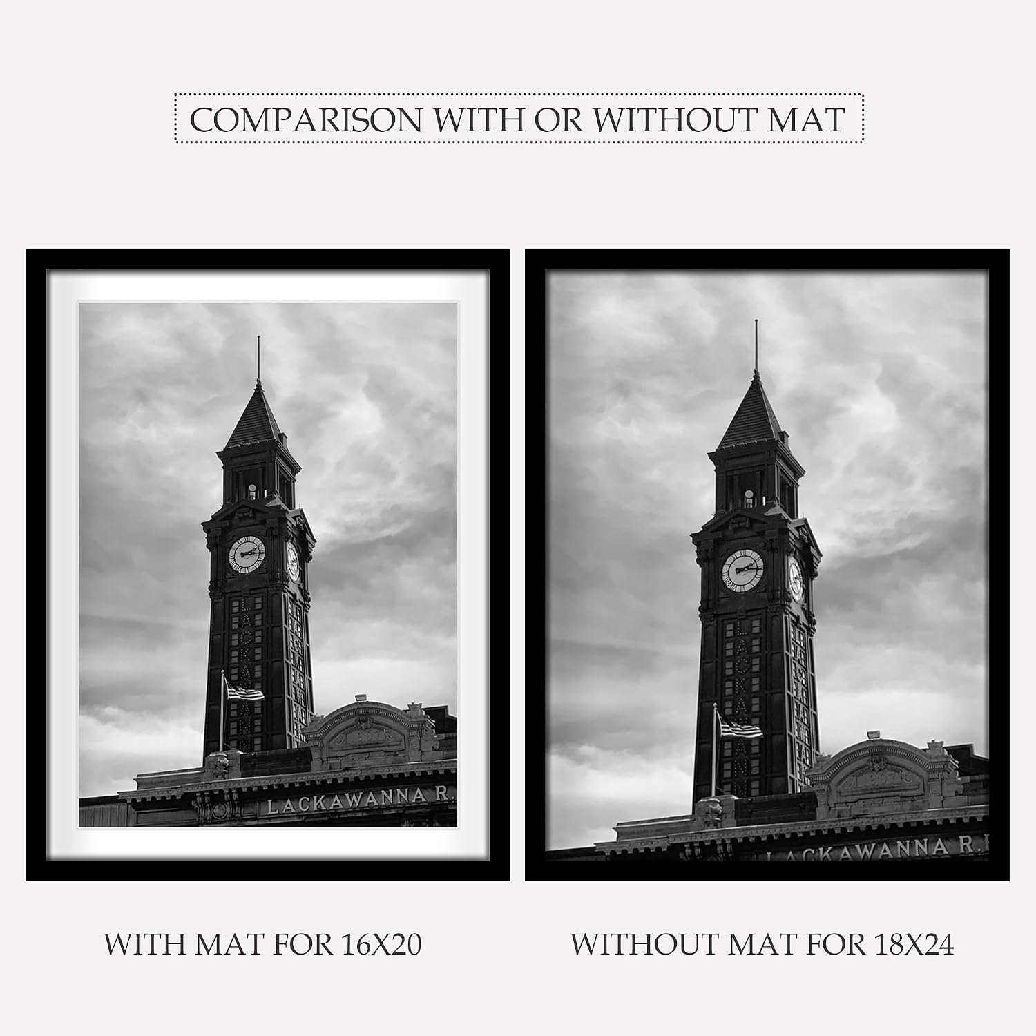 Thumbnail 2 de Wiscet 18x24 Picture Frame Set of 3 — Black MDF Gallery Frames for 16x20 (with Mat) or 18x24 (no Mat)