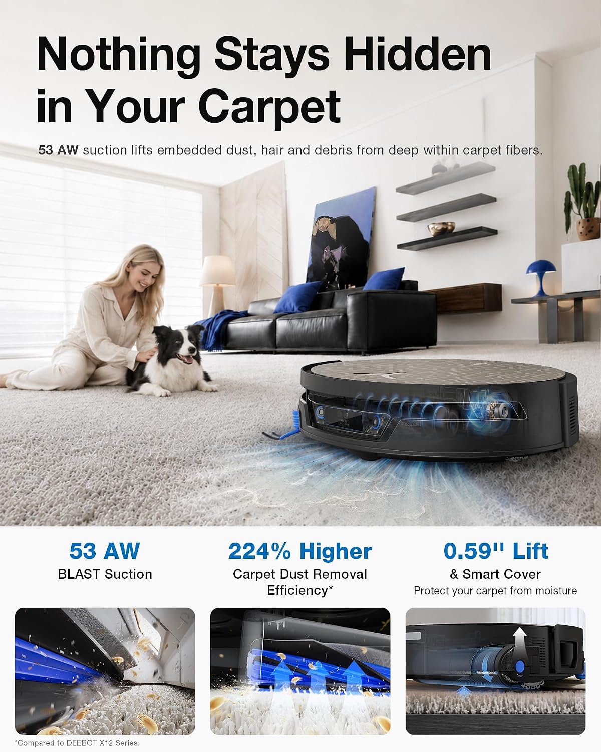 Thumbnail 6 de ECOVACS DEEBOT X12S OmniCyclone Robot Vacuum & Mop with OZMO Roller 3.0