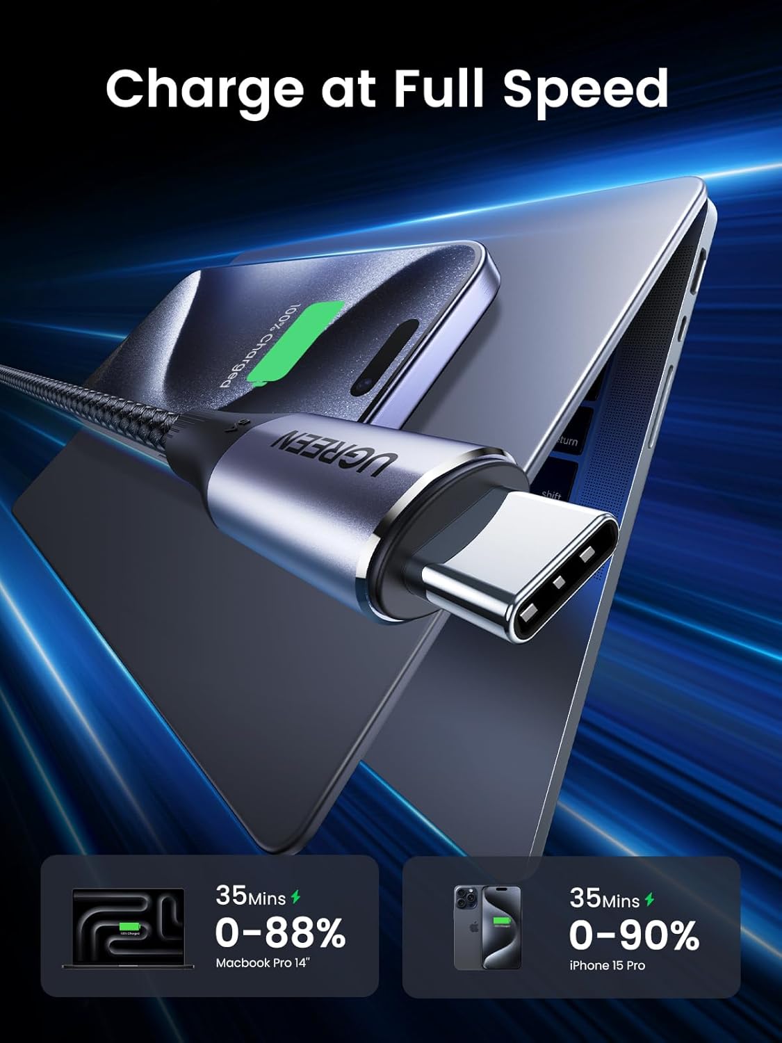 Detalle 2 de UGREEN USB C to USB C Cable 240W, 1m