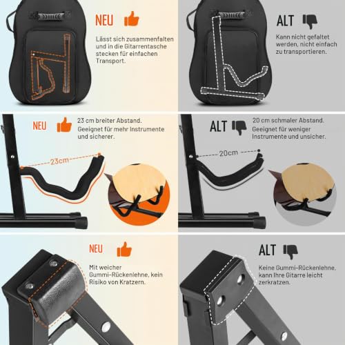Detalle 2 de CAHAYA Gitarrenständer A-Frame Faltbar Stabil – universal aus Metall für Gitarre, Bass, Ukulele