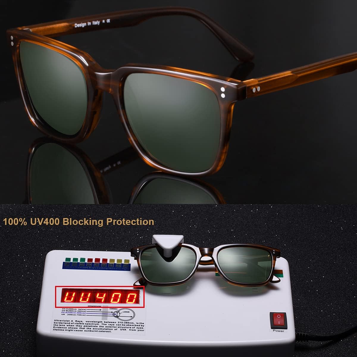 Thumbnail 6 de CARFIA retro square polarised sunglasses