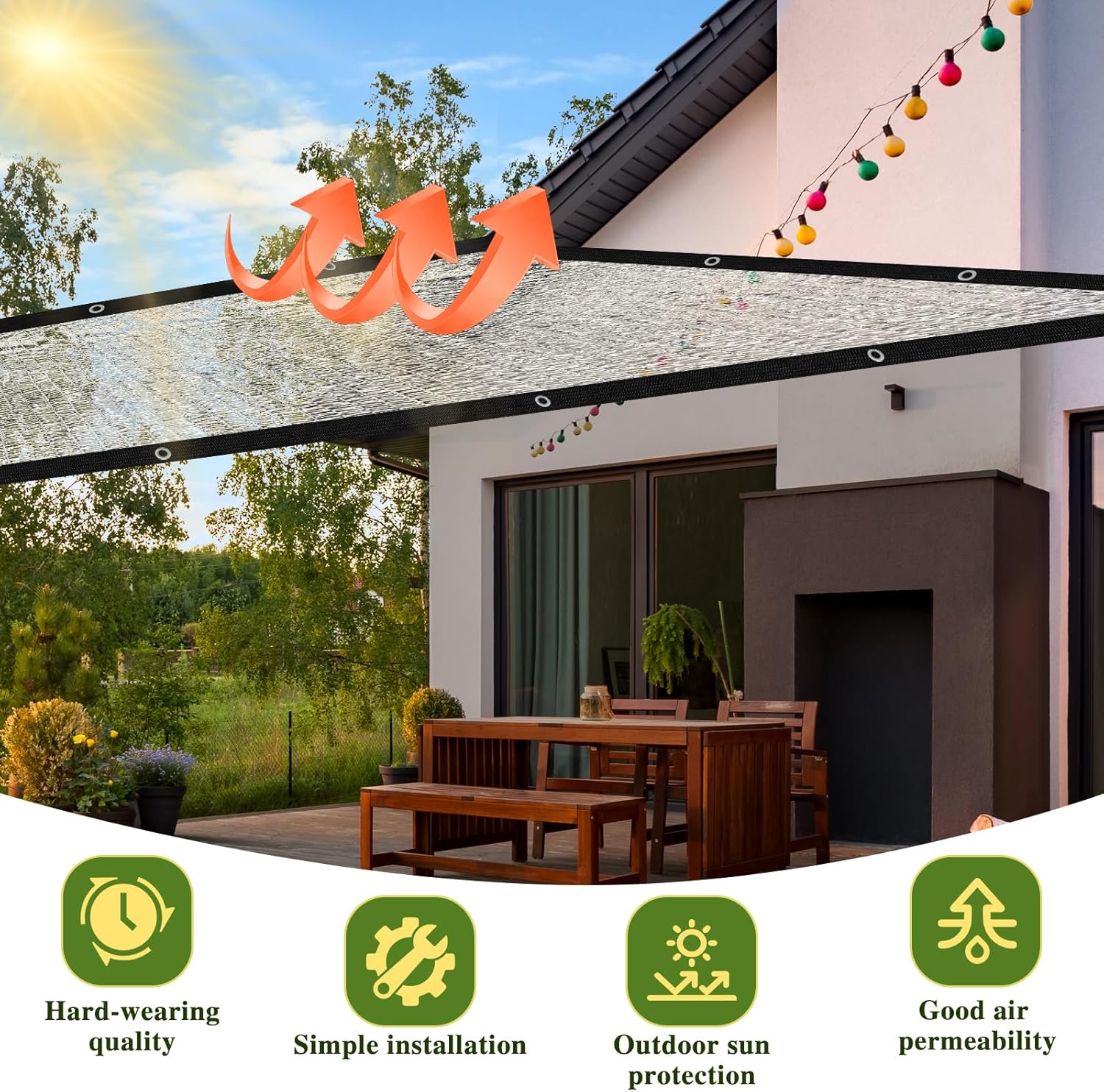 Detalle de BXAEYIPOR Filet d'ombrage argenté – Filet d'ombrage de jardin, 80 % d’ombre, 100 % pratique