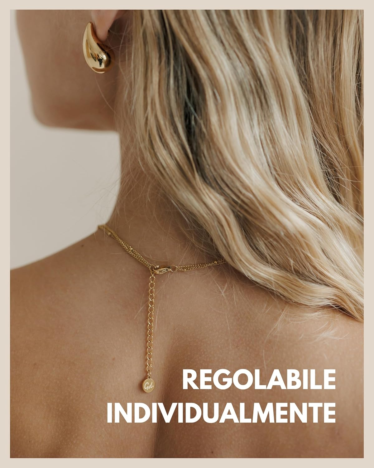 Detalle 2 de GD GOOD.designs collana doppia con piastrine impermeabile e lunghezza regolabile
