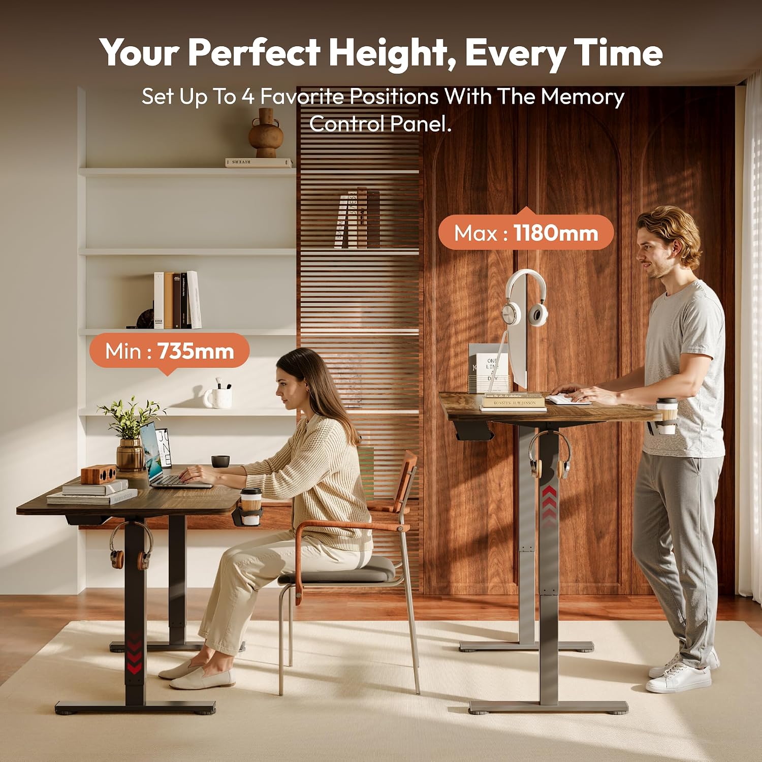 Thumbnail 6 de SANODESK 140 x 60 Electric Standing Desk with Memory Panel and Cable Management