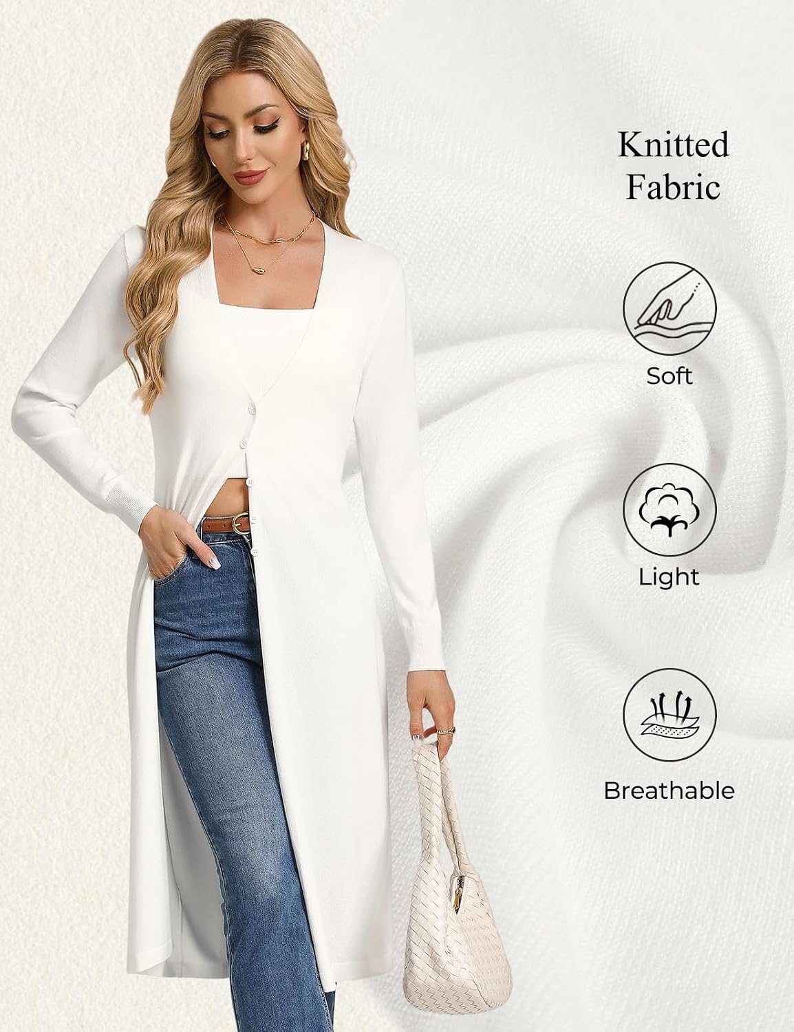 Thumbnail 3 de GRACE KARIN Womens Long Cardigan: Lightweight, Versatile Duster for Everyday Style