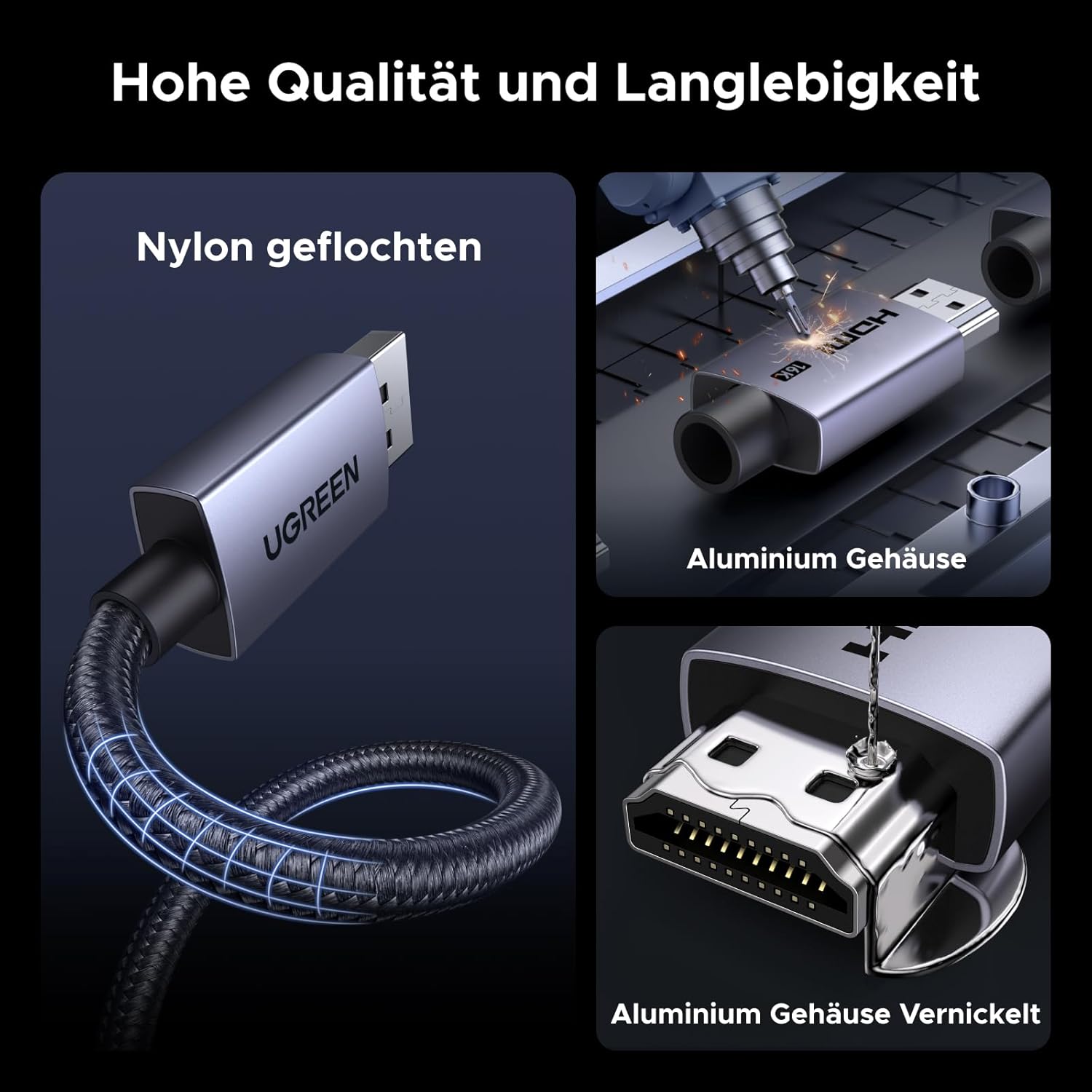 Thumbnail 6 de UGREEN HDMI 2.2 Kabel 16K60Hz | 96 Gbit/s, eARC, VRR, HDR10+ – kompatibel mit PC, PS5, Xbox Series X/S